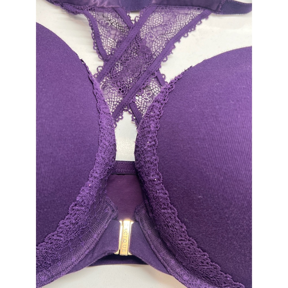 Cacique Deep Purple Lace-Trim Racerback Bra